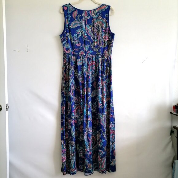 NWT Talbots Womens Blue V-Neck Paisley Print Y2K Whimsigoth Maxi Dress Size 12 - Picture 4 of 7